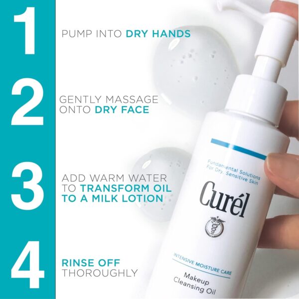 Curel Japanese Skin Care Makeup Cleansing Oil for Face, Oil-Based Makeup Remover for Dry, Sensitive Skin, Fragrance Free Facial Cleansing oil, 5 Oz
