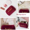 Velvet Makeup Bag, Portable Zipper Make Up Pouch, Cute Small Cosmetic Bag, Flannel Toiletry Bag, Travel Storage Bag Gifts for Women Girls(Red)