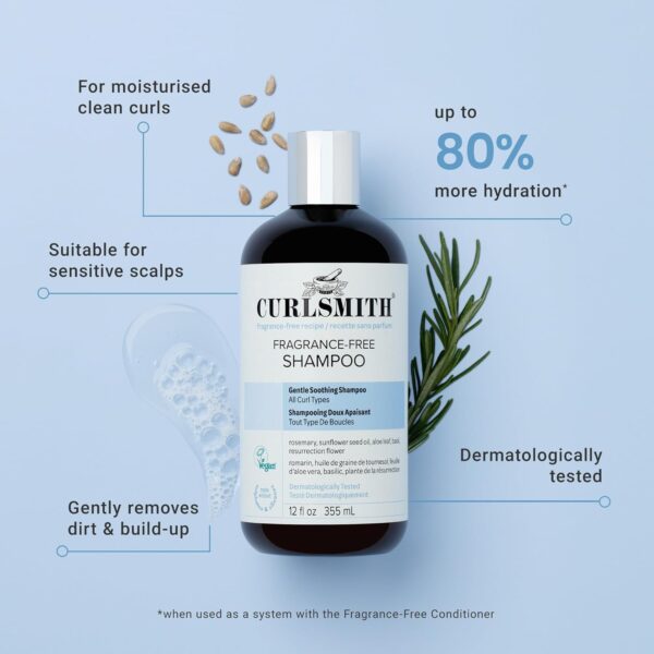 CURLSMITH Fragrance-Free Shampoo 12 oz | Gently Cleanses Hair, Leaves Curls Feeling Silky and Moisturized