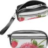 Leather Pencil Cases Strawberry Pen Pouch Travel Cosmetic Bag for Purse Portable Makeup Brush Bag Holder Coin Purse for Women Makeup Case Purse Organizer