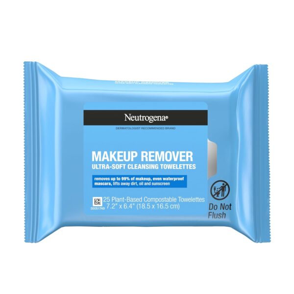 Neutrogena Makeup Remover Wipes, Daily Facial Cleanser Towelettes, Gently Cleanse and Remove Oil & Makeup, Alcohol-Free Makeup Wipes, 25 ct, 6 Pack