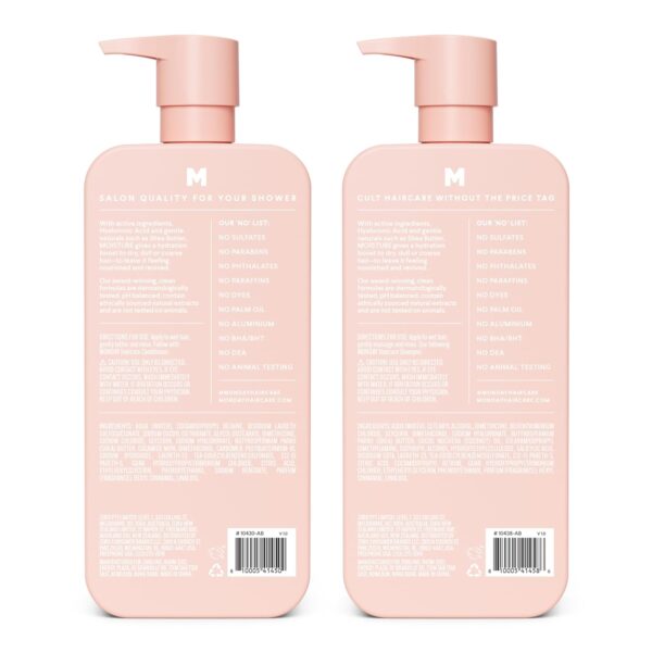 MONDAY HAIRCARE Moisture Shampoo + Conditioner Set (2 Pack) 27oz Each, Dry, Coarse, Stressed, Coily & Curly Hair, Made from Coconut Oil, Rice Protein, Shea Butter, & Vitamin E, 100% Recyclable Bottles