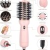 Aima Beauty Worldwide Travel Hair Dryer Brush Dual Voltage Blow Dryer Brush Hot Air Brush with Oval Barrel 360°Airflow for Smooth, Negative Ionic Frizz-Free Drying/Straightening/Voluming, Pink