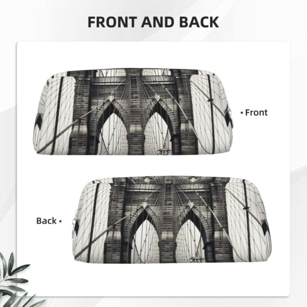 Brooklyn Bridge Makeup Bag for Women Men Pencil Pouch Travel Small Cosmetic Bag Zippered Toiletry Bags Aesthetic Pen Bags Trendy Storage Bags Leather Coin Pouch Purse