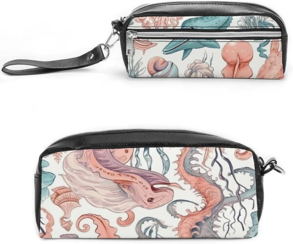 71ECeG9jOEL._AC_SL1500_.jpg Leather Pencil Cases Colorful Ocean Pen Pouch Travel Cosmetic Bag for Purse Portable Makeup Brush Bag Holder Coin Purse for Women Makeup Case Organizer
