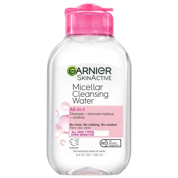 Garnier Micellar Water Travel Size Take-off Kit, All-In-1 Facial Cleanser & Makeup Remover, Mini All-In-1 Micellar + Mini Remover for Waterproof Makeup