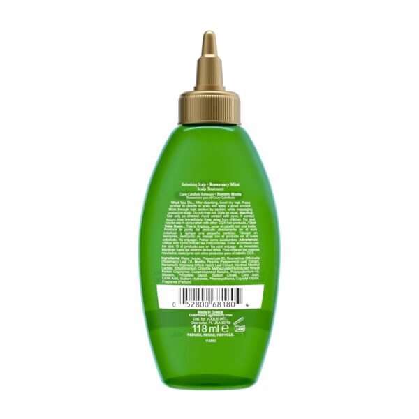OGX Extra Strength Refreshing Scalp + Rosemary Mint, Refreshing to Help Remove Scalp Buildup, Minty Leave-In Dry for Shiny Hair, 4 fl. Oz