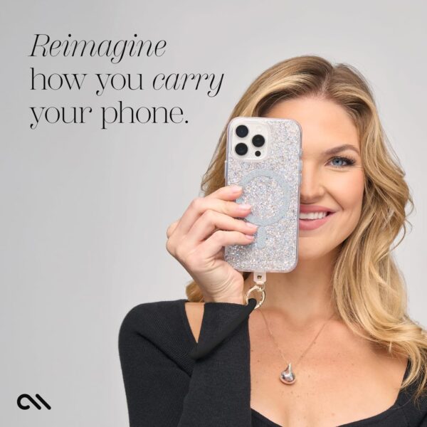 Case-Mate Phone Bangle Bracelet & Keychain Wristlet for Women - Detachable Wrist Key Ring Bracelet with Tether Tab - Fits iPhone, Galaxy, Pixel and Other Phone Cases - Black