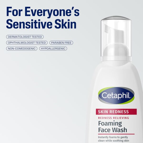 Cetaphil Redness Relieving Foaming Face Wash For Sensitive Skin, 8 Fl Oz, Gently Cleanses & Calms Sensitive Skin Without Over Drying, (Packaging May Vary)