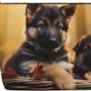 Little German Shepherd Dog Makeup Bag For Women, Waterproof Linen Travel Cosmetic Organizer Lightweight Zipper Travel Toiletry Bag Organizer Makeup Brushes Storage Bag