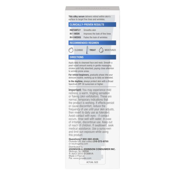 Neutrogena Rapid Wrinkle Repair Retinol Anti-Wrinkle Face Serum with Hyaluronic Acid, Daily Anti-Aging Facial Serum for Fine Lines & Wrinkles, Mineral Oil- & Dye-Free, 1 fl. oz