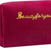 Velvet Makeup Bag, Portable Zipper Make Up Pouch, Cute Small Cosmetic Bag, Flannel Toiletry Bag, Travel Storage Bag Gifts for Women Girls(Red)