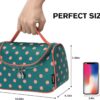 Yeiotsy Polka Dots Makeup Bag - Hanging Travel Toiletry Organizer for Women & Girls with Brush Holders