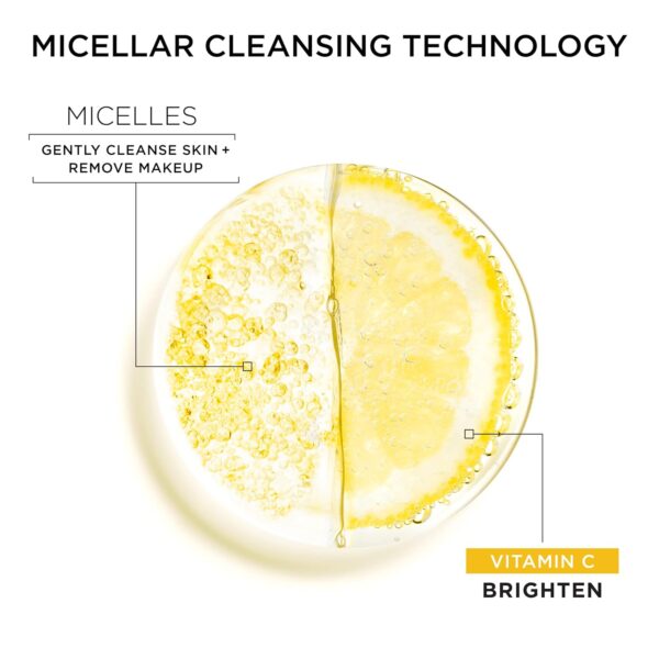Garnier Micellar Water with Vitamin C, Facial Cleanser & Makeup Remover, Brightening & Hydrating, For All Skin Types, Vegan, Cruelty Free, 13.5 Fl Oz (400mL), 1 Count