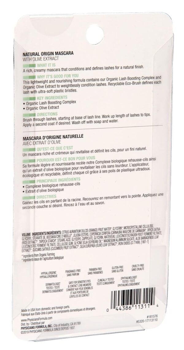 Physicians Formula Organic Mascara Formula Organic Wear All Natural Origin Mascara,Organic Makeup,Black,Dermatologist Test