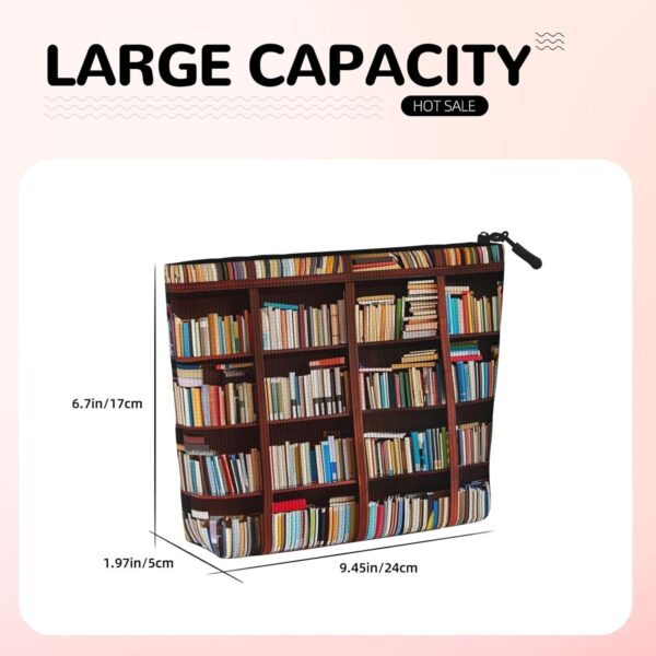 Books Makeup Bag For Women, Waterproof Linen Travel Cosmetic Organizer Lightweight Zipper Travel Toiletry Bag Organizer Makeup Brushes Storage Bag