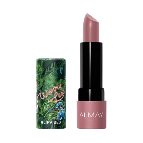 Almay Lip Vibes Lipstick with Vitamin E Oil & Shea Butter, Matte Finish, Hypoallergenic, Worry Less, 0.14 Oz