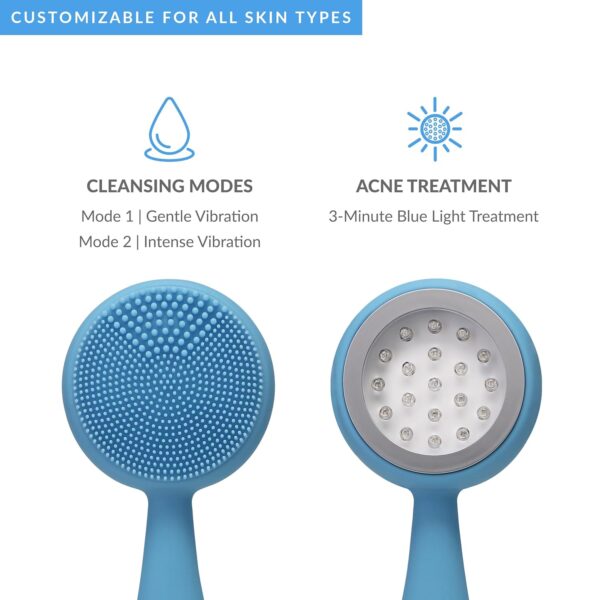 71ImLUProKL._SL1500_.jpg PMD Beauty Facial Cleansing Brush - Smart Silicone Brush with Blue Light Treatment - SonicGlow Vibration - Waterproof Device for Acne
