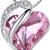 Leafael Mothers Day Gift Necklaces for Women, Infinity Love Heart Pendant with Birthstone Crystals, Silver Plated 18 plus 2 inch Chain, Birthday Jewelry for Mom and Wife