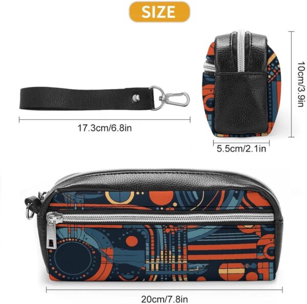 Leather Pencil Cases Complex Patterns Pen Pouch Travel Cosmetic Bag for Purse Portable Makeup Brush Bag Holder Coin Purse for Women Makeup Case Purse Organizer