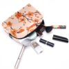 Travel Makeup Bag for Women, Orange Flowers Cherry Blossom Travel Cosmetic Bag Pencil Case Portable Makeup Pouch Toiletry Bag for Girls