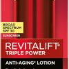 L'Oreal Paris Revitalift Triple Power Anti-Aging Broad Spectrum SPF 30 Sunscreen, Pro Retinol, Hyaluronic Acid & Vitamin C Lotion, Reduces Wrinkles 1.7 Oz