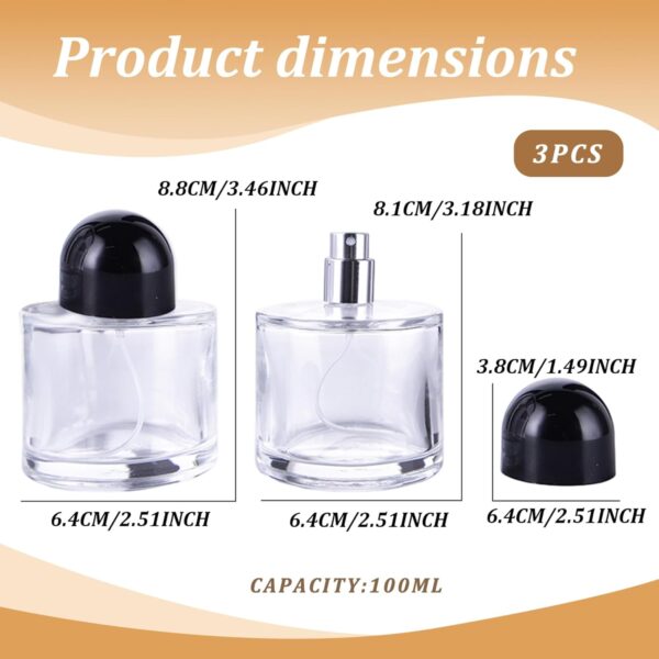 3Pcs Perfume Bottles Empty, 50ml/1.7oz Glass Refillable Perfume Bottle with Spray Atomizer, Essential Oil Container for Traveling and Outgoing