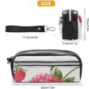 Leather Pencil Cases Strawberry Pen Pouch Travel Cosmetic Bag for Purse Portable Makeup Brush Bag Holder Coin Purse for Women Makeup Case Purse Organizer