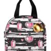 Make Up Theme Pattern with Perfume Lunch Bag Insulated Lunch Box Cooler Lunch Tote Bag for Work Travel Picnic