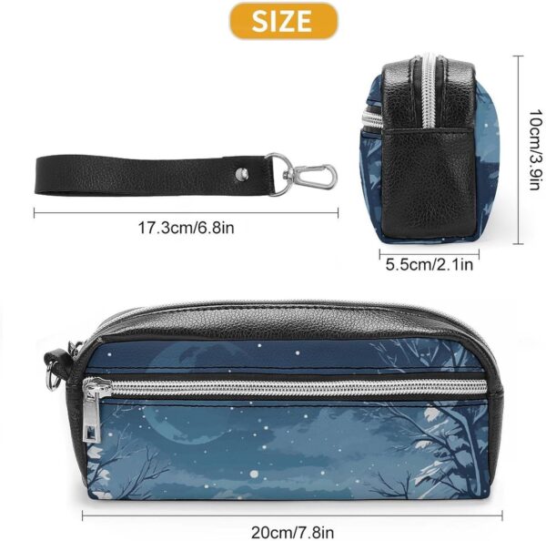 Leather Pencil Cases A Horse And Snow Pen Pouch Travel Cosmetic Bag for Purse Portable Makeup Brush Bag Holder Coin Purse for Women Makeup Case Purse Organizer