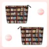 Books Makeup Bag For Women, Waterproof Linen Travel Cosmetic Organizer Lightweight Zipper Travel Toiletry Bag Organizer Makeup Brushes Storage Bag