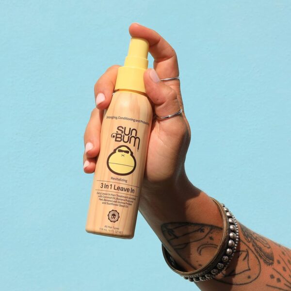 Sun Bum Revitalizing 3 in 1 Leave In Conditioner - Anti Frizz Detangler - Color Safe with UV Protection - Enriched with Coconut Oil and Banana - 4 oz