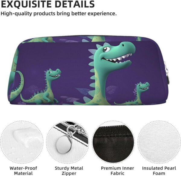 Cartoon dinosaur Makeup Bag for Women Men Pencil Pouch Travel Small Cosmetic Bag Zippered Toiletry Bags Aesthetic Pen Bags Trendy Storage Bags Leather Coin Pouch Purse