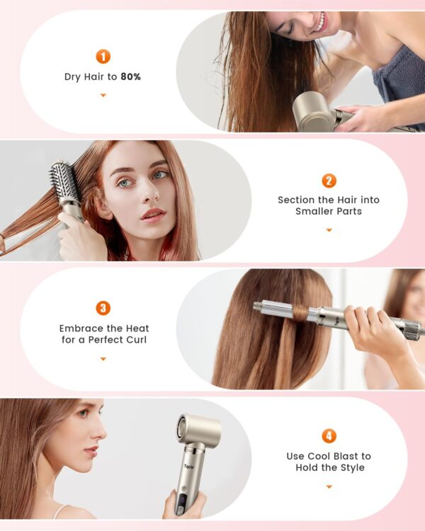 8-in-1 Professional Hot Air Styler&Hair Dryer Brush, Powerful Multi-Styler with Auto-Wrap Curler with Storage Case, Fast Drying Curling Straightening Volumizing Without Heat Damage