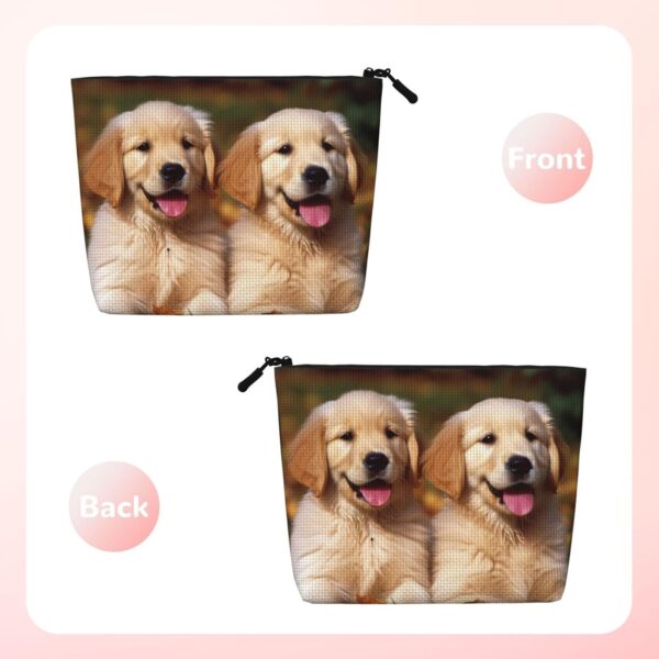 Golden Retriever Dogs Puppies Pets Makeup Bag For Women, Waterproof Linen Travel Cosmetic Organizer Lightweight Zipper Travel Toiletry Bag Organizer Makeup Brushes Storage Bag