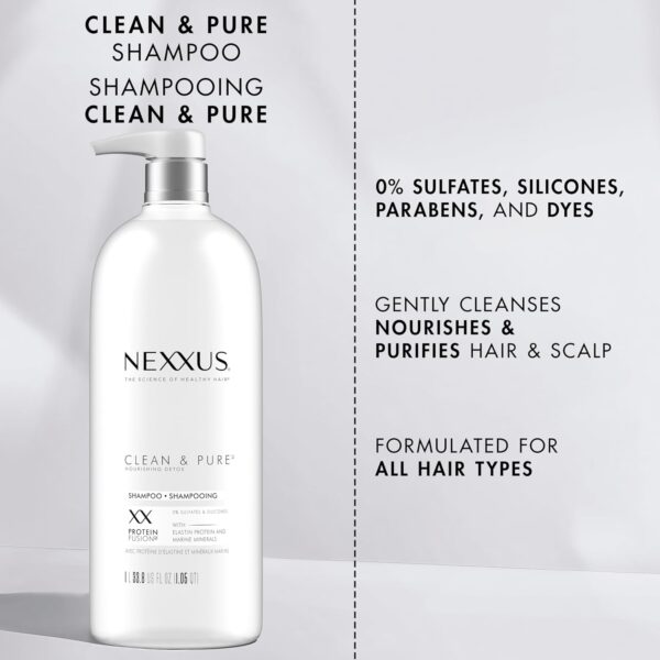 Nexxus Clean and Pure Clarifying Shampoo, With ProteinFusion, Nourished Hair Care Silicone, Dye And Paraben Free 33.8 oz
