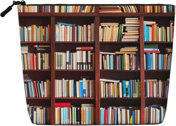 Books Makeup Bag For Women, Waterproof Linen Travel Cosmetic Organizer Lightweight Zipper Travel Toiletry Bag Organizer Makeup Brushes Storage Bag