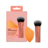 Real Techniques Mini Travel Duo, Makeup Brush Set For Traveling, Mini Foundation Brush & Makeup Blender Sponge For Blending On-The-Go, Achieve A Complete Base, Latex & Cruelty-Free, 2 Piece Set