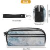 Leather Pencil Cases Blue Frozen Petals Pen Pouch Travel Cosmetic Bag for Purse Portable Makeup Brush Bag Holder Coin Purse for Women Makeup Case Purse Organizer