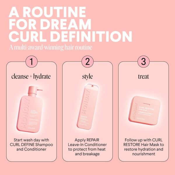 MONDAY HAIRCARE CURL DEFINE Conditioner with Peptides, Coconut Oil & Shea Butter for Curls of All Types 354 mL