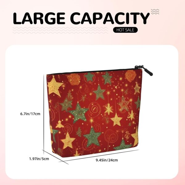 Christmas Star Makeup Bag For Women, Waterproof Linen Travel Cosmetic Organizer Lightweight Zipper Travel Toiletry Bag Organizer Makeup Brushes Storage Bag