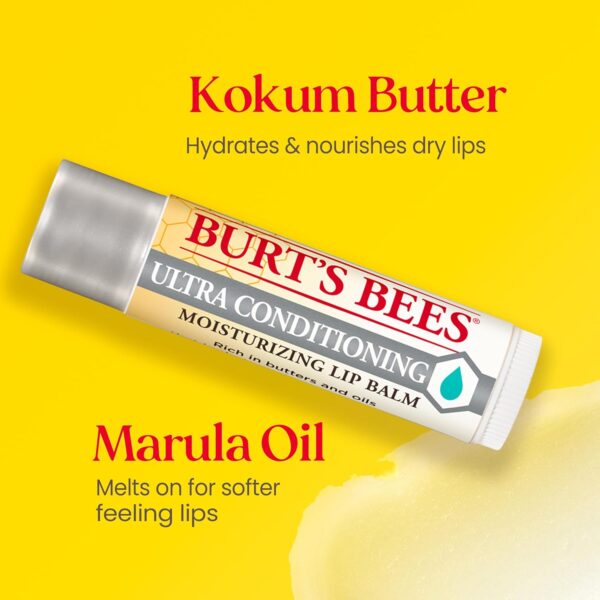Burt's Bees Lip Balm Beeswax and Ultra Conditioning Lip Balm Pack, Hydrating Lip Moisturizer with Kokum and Shea Butter, Natural Origin Lip Care, 4 Tubes, 0.15oz.