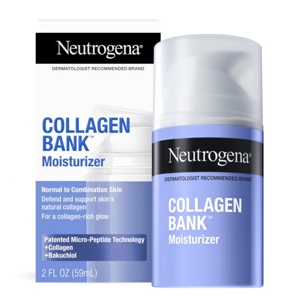 Neutrogena Collagen Bank Face Moisturizer, Daily Skin Care Anti-Aging Face & Neck Collagen Cream with Bakuchiol for Visibly Plump Skin, 2 fl. Oz & Trial Size Hydro Boost Facial Cleanser 0.5oz