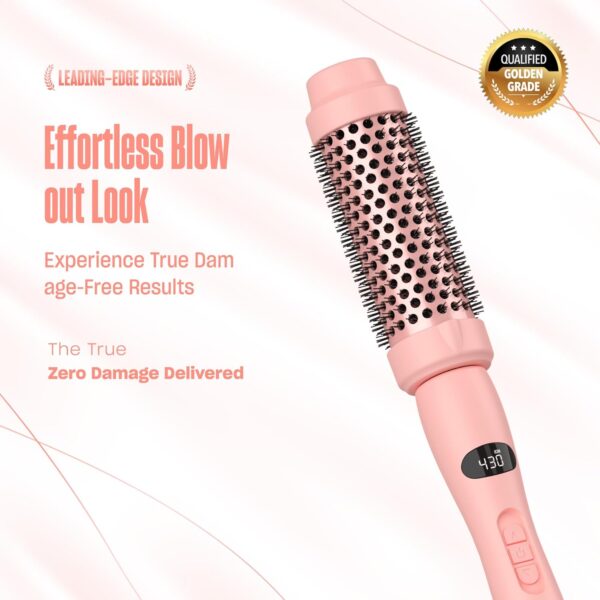 Bekind Twist Pro Thermal Brush - 1.5 Inch Versatile Heated Round Hot Air Brush, Effortless Blowout Curling Hair Styling Tools, Negative Ion Blow Out Hot Round Brush, 20s Fast Heats (Peach)