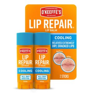 O'Keeffe's Lip Repair Lip Balm With Cooling Relief for Dry, Cracked Lips - Stick (Twin Pack) - Moisturizer for Extremely Cracked, Dry Lips