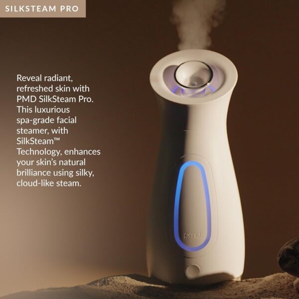 PMD SilkSteam Pro - Spa-Grade Facial Steamer with SilkSteam Technology - Rapid Start-Up - Adjustable, Directional Nozzle - Essential Oil Filters - Dewy, Hydrated Glow