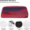 Red Sky at Night Starry Makeup Bag for Women Men Pencil Pouch Travel Small Cosmetic Bag Zippered Toiletry Bags Aesthetic Pen Bags Trendy Storage Bags Leather Coin Pouch Purse