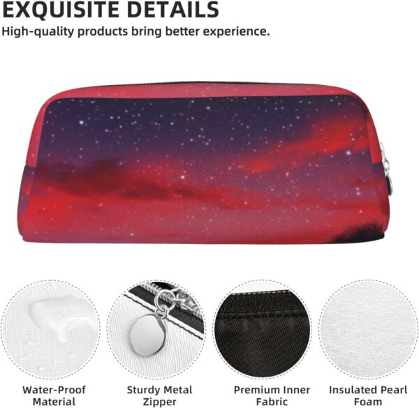 Red Sky at Night Starry Makeup Bag for Women Men Pencil Pouch Travel Small Cosmetic Bag Zippered Toiletry Bags Aesthetic Pen Bags Trendy Storage Bags Leather Coin Pouch Purse