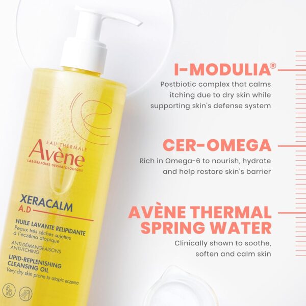 Avène XeraCalm A.D Lipid-Replenishing Cleansing Oil, Atopic Dermatitis, Eczema-Prone, Fragrance-Free, Pump, 13.5 Oz