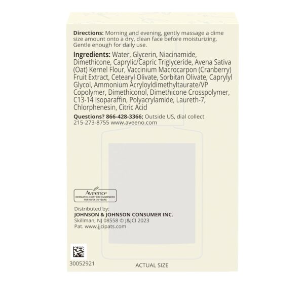 Aveeno Calm + Restore Age Renewal Anti-Wrinkle Face Serum, Anti Aging Serum with Nourishing Oat & Cranberry Extract Visibly Improves the Look of Fine Lines, Fragrance Free, 1.0 fl. Oz